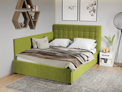 Pat Tapitat de colt Rivo cu somiera fixa Verde - Falcone 22 160x200