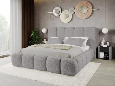 Pat Tapitat Noel tip bubble cu somiera fixa Gri - Rolf 6 140x200
