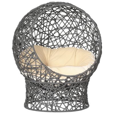 PawHut Coș pentru pisici, Cuib pentru pisici cu Pernă, 2 piese, 50 cm x 50 cm x 60 cm, Crem + Maro | Aosom Romania