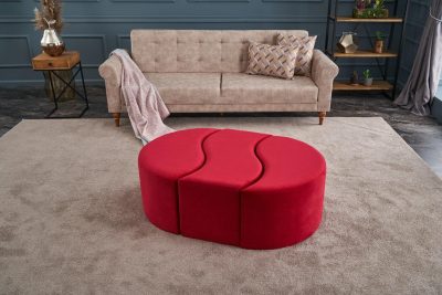 Puf Alya Puf - Red, Roșu, 120x40x80 cm - Roșu