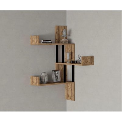 Raft de perete Biat, 3 Rafturi, Stejar, 105x60x20 cm - Stejar