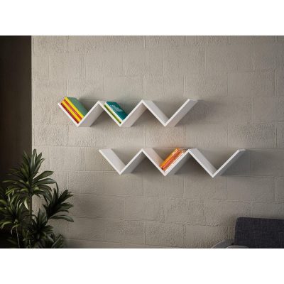 Raft de perete Blo, Alb, 129x25x22 cm - Alb