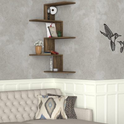 Raft de perete Caniko, Diverse culori, 52x30x109 cm - Nuc