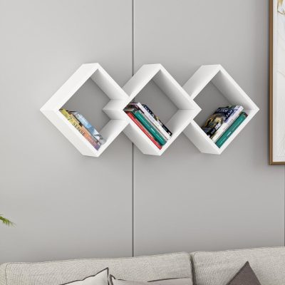 Raft de perete Galaxy Wall Shelf, Gri, 102x42x20 cm - Alb
