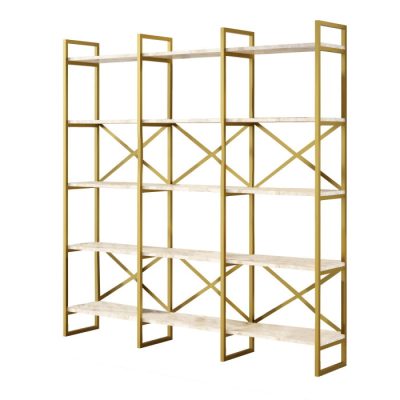 Raft VG6-GE, marmura alba + auriu, 170x30x175 cm