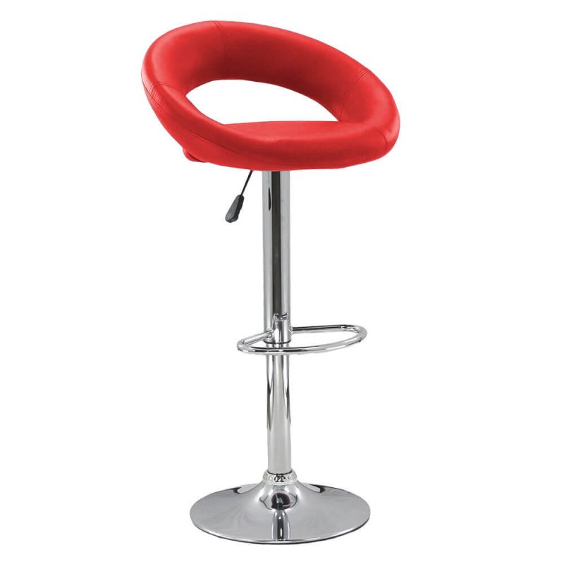 Scaun bar, înălțime reglabilă, rotativ, suport picioare, piele sintetica, rosu, ABS 151
