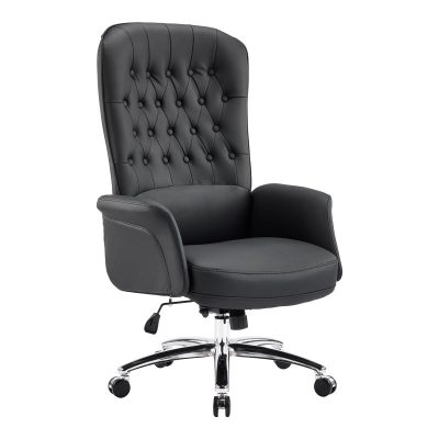 Scaun de birou managerial Kaline, piele PU, 69x79x123 cm - Negru