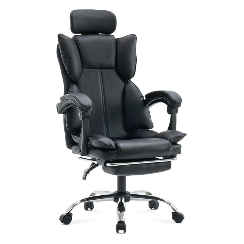 Scaun de birou tapiterie piele sintetica si suport de picioare OFF 4151 negru