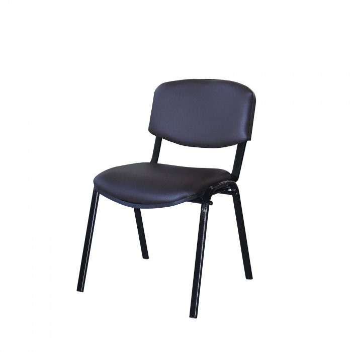 Scaun de birou VIZITATOR, cadru metalic, tapitat cu piele ecologica, maro, 52x44x76 cm