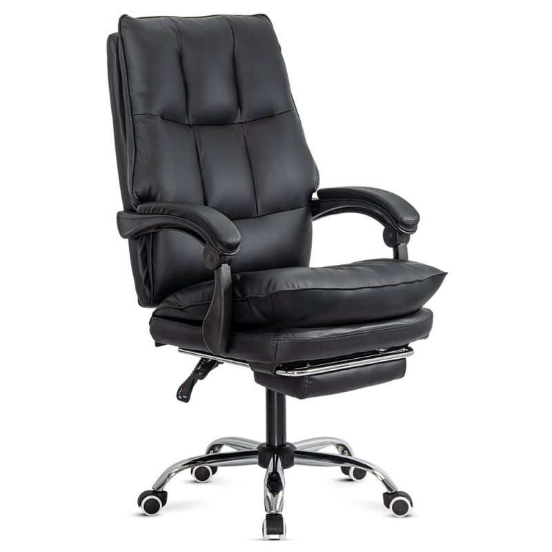 Scaun directorial negru din piele sintetica, cu suport de picioare, rabatabil si elegant OFF 417