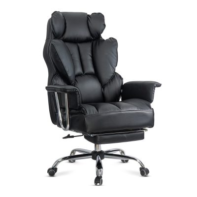 Scaun directorial negru din piele sintetica cu suport pentru picioare OFF 413