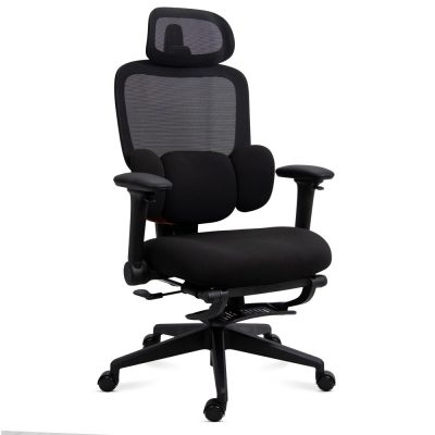 Scaun ergonomic din mesh cu suport pentru picioare și brațe reglabile SYYT 9523 negru