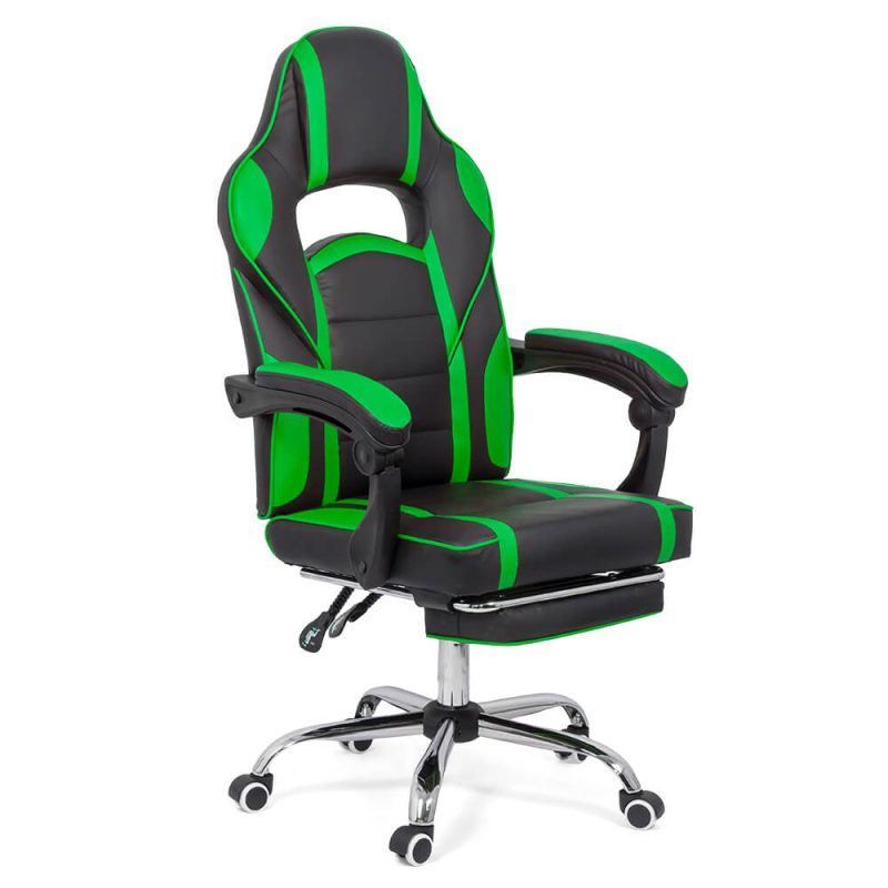 Scaun gaming verde OFF 302 cu suport de picioare si spatar rabatabil