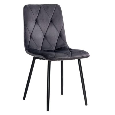 Scaun living din catifea cu picioare metalice BUC 210 gri