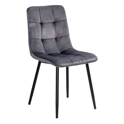 Scaun living din catifea cu picioare metalice BUC 211 gri