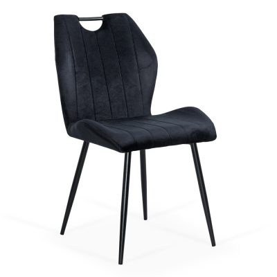 Scaun living negru din catifea cu design modern BUC 204