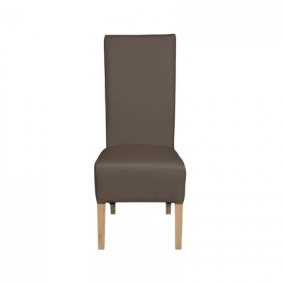 Scaun living VANESSA, picioare lemn natur, piele ecologica gri elefant, 47x60x110 cm