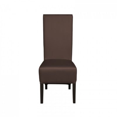 Scaun living VANESSA, picioare lemn wenge, piele ecologica maro deschis, 47x60x110 cm