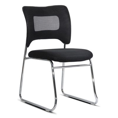 Scaun vizitatori negru din mesh cu cadru metalic, stabil si respirabil HRC 613F