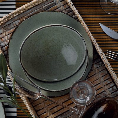Serviciu de masa, 24 piese,  Portelan, Verde - Verde