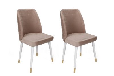 Set 2 scaune HUGO, bej + alb + auriu, 50x49x90 cm