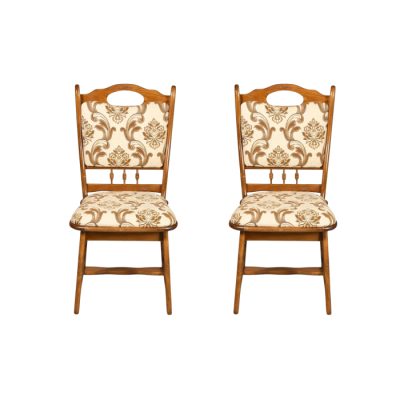 Set 2 scaune living FLANDER, cadru nuc + stofa print 06, 50x48x95 cm