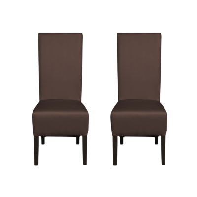 Set 2 scaune living VANESSA, picioare lemn wenge, piele ecologica maro deschis, 47x60x110 cm