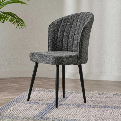 Set 2 scaune Rubi, Antracit - Negru, 52x42x85 cm - Antracit - Negru