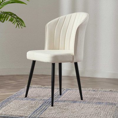 Set 4 scaune Rubi, Crem - Negru, 52x42x85 cm - Crem - Negru