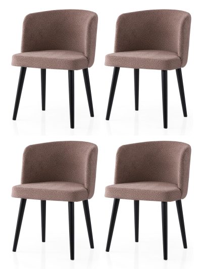 Set 4 scaune Soft - 4111 V4, Negru - Mink, 57x57x81 cm - Negru - Bej