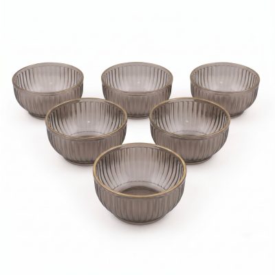 Set 6 boluri, Fumuriu, 10x10x5 cm - Gri