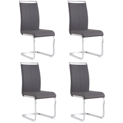 Set de 4 scaune de sufragerie cantilever, Gri | Aosom Romania