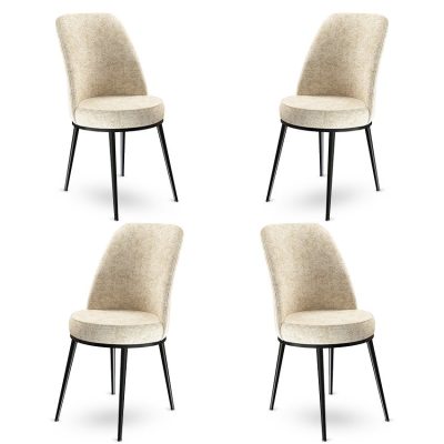 Set de scaune Dexa, Diverse culori, Diverse configurații, 45x42x89 cm - Crem - Negru / 4 bucăți