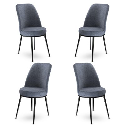 Set de scaune Dexa, Diverse culori, Diverse configurații, 45x42x89 cm - Fumuriu - Negru / 4 bucăți