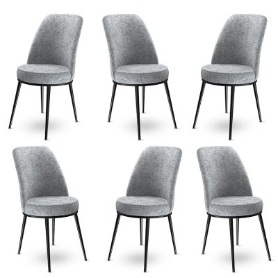 Set de scaune Dexa, Diverse culori, Diverse configurații, 45x42x89 cm - Gri - Negru / 6 bucăți