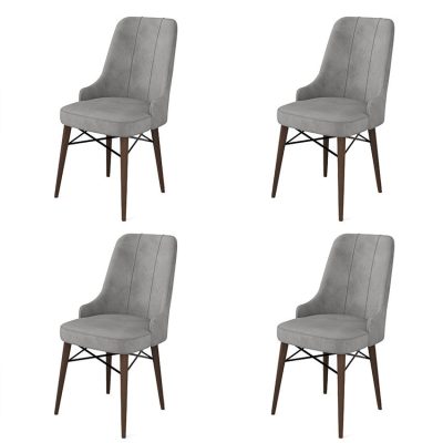 Set de scaune Pare, Diverse culori, Diverse configurații, 46x46x94 cm - Gri - Maro / 4 bucăți