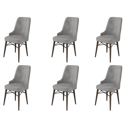 Set de scaune Pare, Diverse culori, Diverse configurații, 46x46x94 cm - Gri - Maro / 6 bucăți
