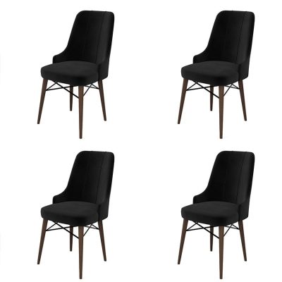 Set de scaune Pare, Diverse culori, Diverse configurații, 46x46x94 cm - Negru - Maro / 4 bucăți