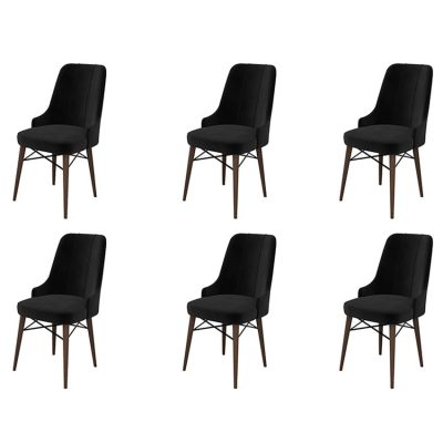 Set de scaune Pare, Diverse culori, Diverse configurații, 46x46x94 cm - Negru - Maro / 6 bucăți