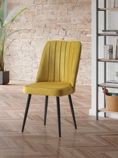 Set de scaune Vega, Diverse culori, Diverse configurații, 46x45x92 cm - Galben - Negru / 4 bucăți