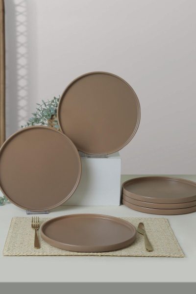 Set farfurii, Taupe Mat, 27 cm - Multicolor