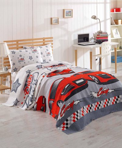 Set Lenjerie de pat double, Roșu, 235x160 cm - Rosu