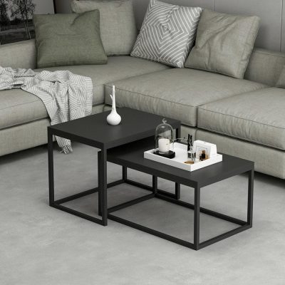 Set Masuta de Cafea Leka - Black, Negru, 60x45x47 cm - Negru