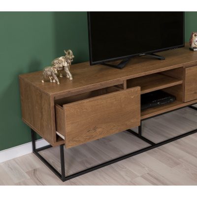 Set mobilă pentru sufragerie Laxus Takım 1, Nuc - Negru, 90x39x40 cm - Nuc - Negru