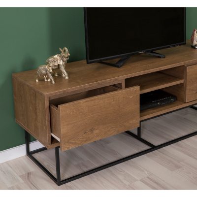 Set mobilă pentru sufragerie Laxus Takım 3, Nuc - Negru, 140x40x50 cm - Nuc - Negru