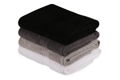 Set prosoape de baie Rainbow, Diverse culori, Diverse configurații, 70x140 cm - Alb - Gri - Gri închis - Negru / 4 bucăți