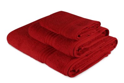 Set prosoape de baie Rainbow, Diverse culori, Diverse configurații, 70x140 cm - Roșu / 3 bucăți