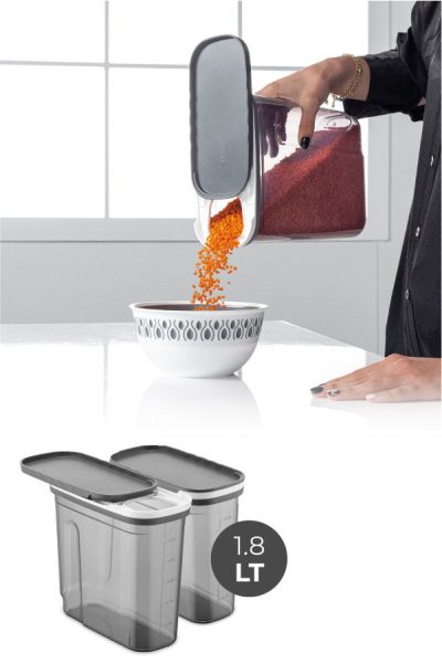 Set recipiente pentru depozitare 2 bucăți BNMSRGAR02-27, Antracit, 10x20x26 cm - Antracit
