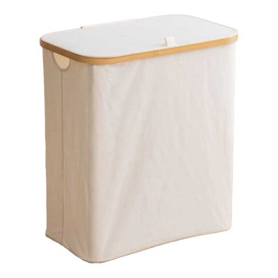 Suport haine multifuncțional Lodge, Natural, Bambus-Textil, 54x33x60 cm - Bej