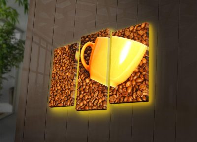 Tablou Canvas cu Led Cafea, Multicolor, 66 x 45 cm - Multicolor